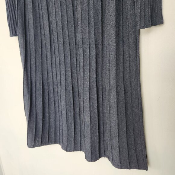 Eileen Fisher Dress Womens PM Wool Pleated Ribbed Knee Length Minimalist Gray  - - Picture 9 of 9